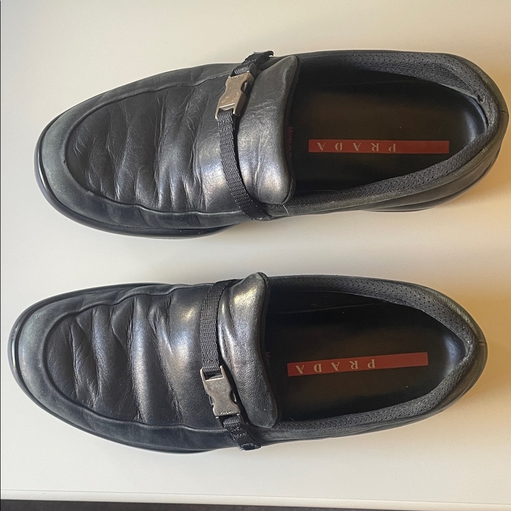 Prada Black Leather Loafers size 39 - Picture 2 of 10